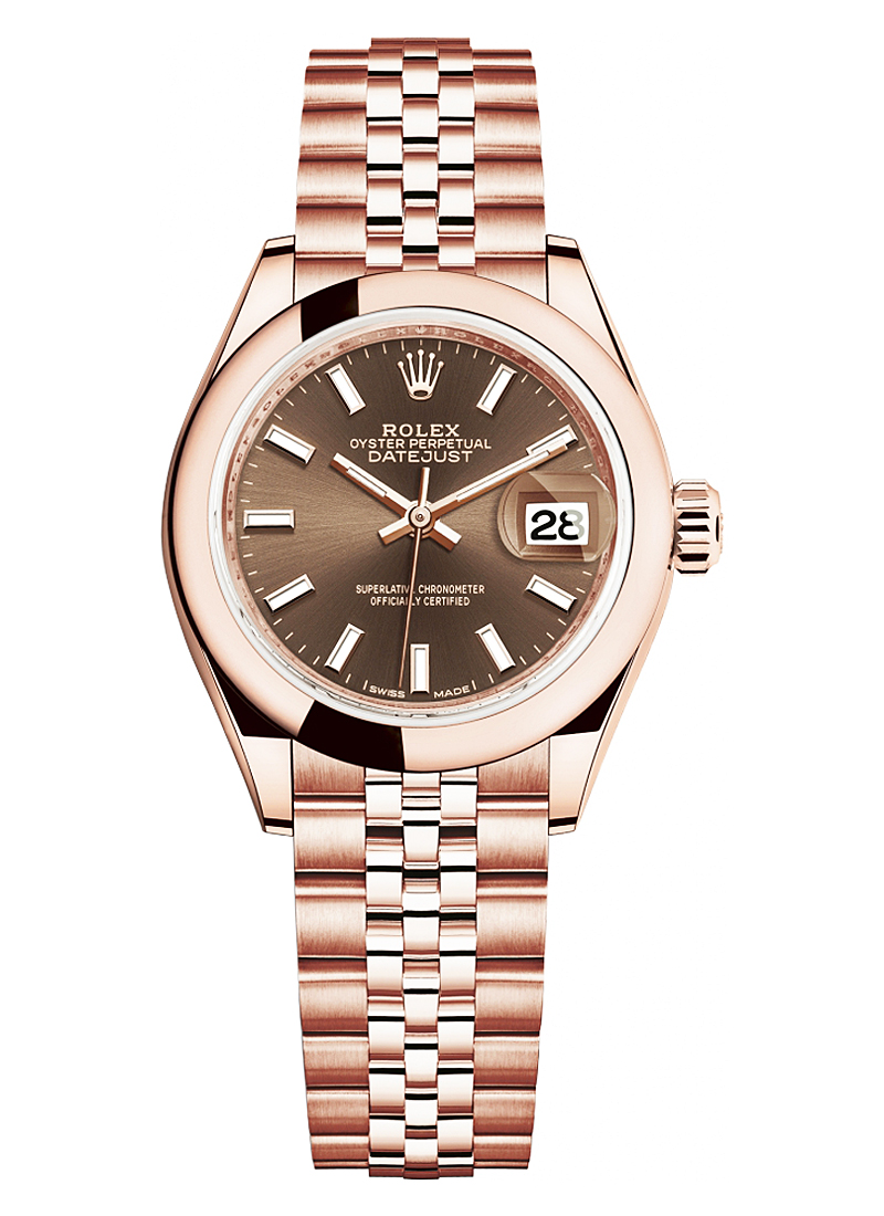 Rolex Unworn Datejust 28mm Automatic in Rose Gold with Domed Bezel