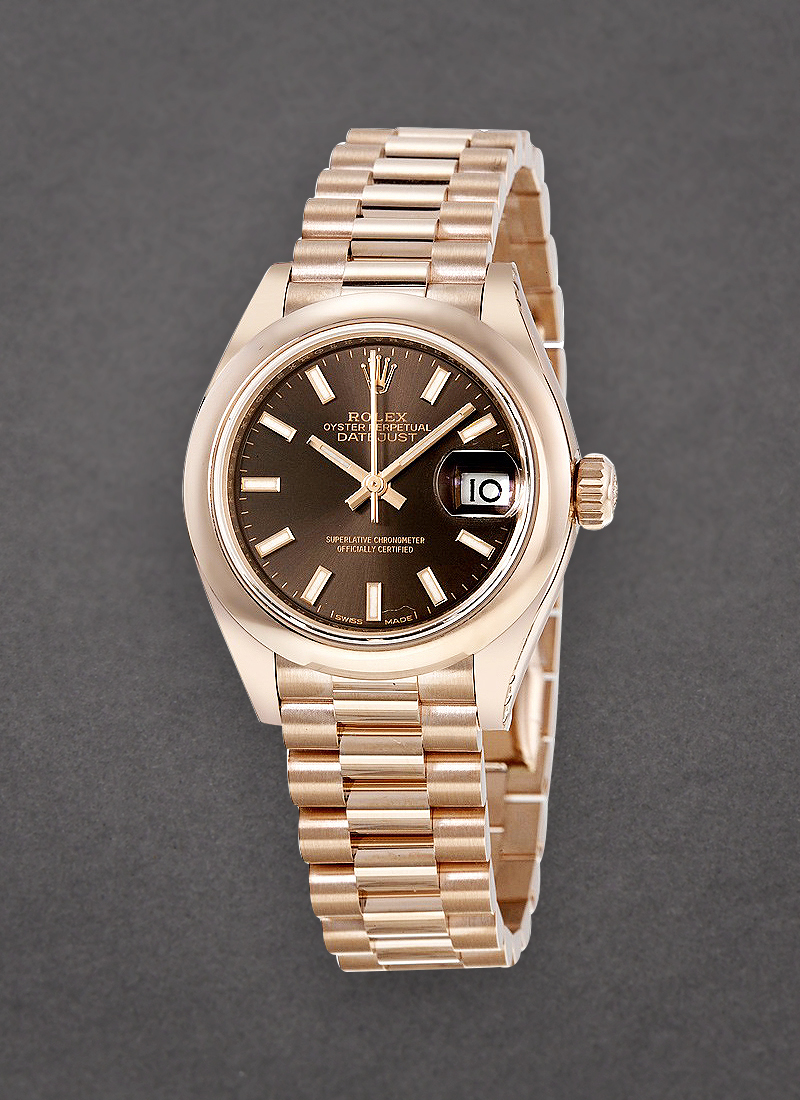 Rolex Unworn Datejust 28mm Automatic in Rose Gold with Domed Bezel