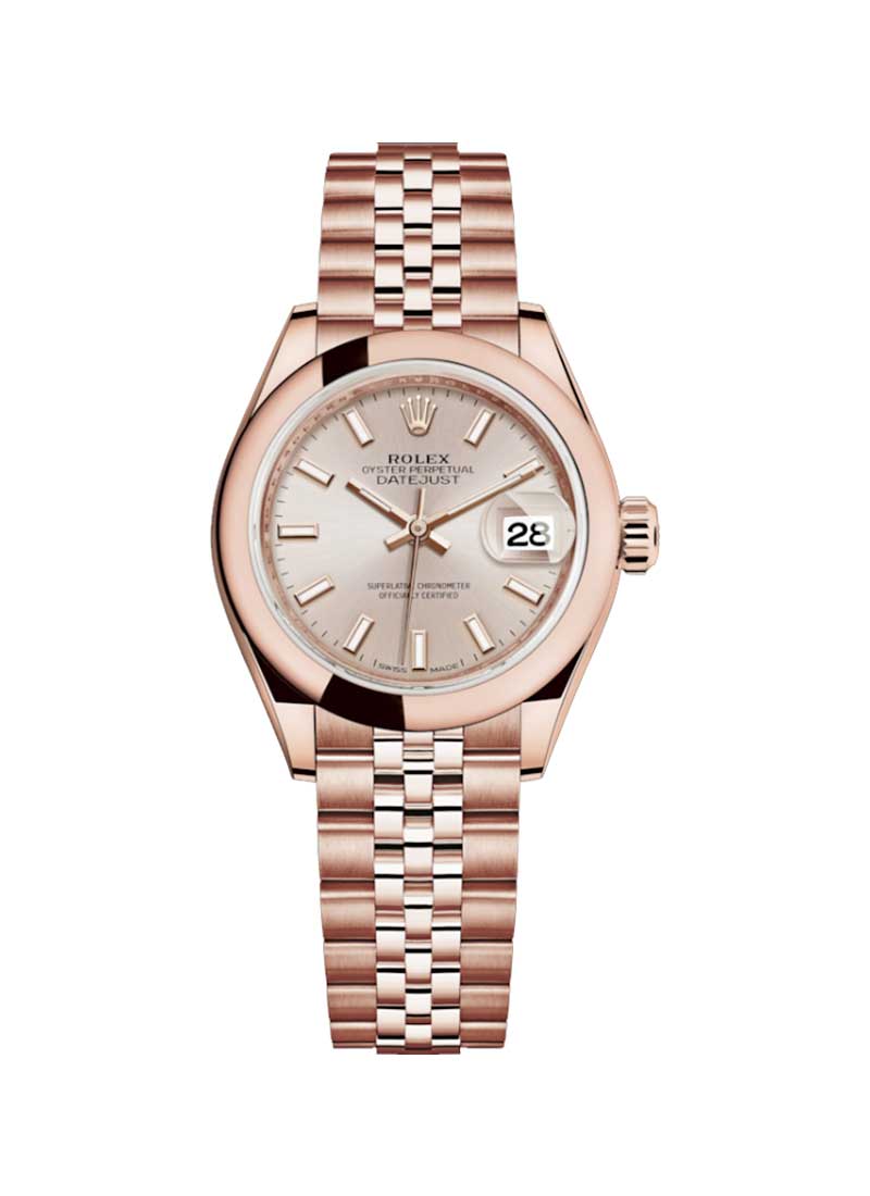 Rolex Unworn Datejust Ladies 28mm Automatic in Rose Gold with Domed Bezel