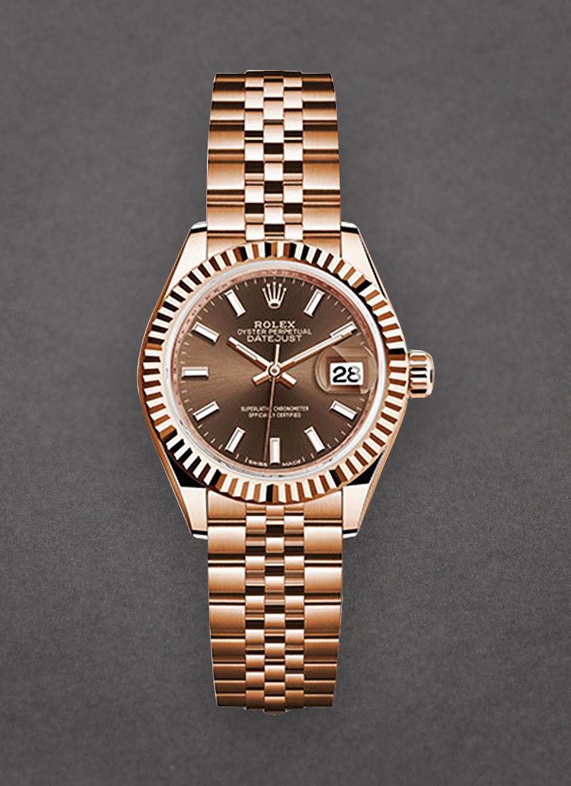 Rolex Unworn Datejust 28mm Automatic in Rose Gold with Fluted Bezel