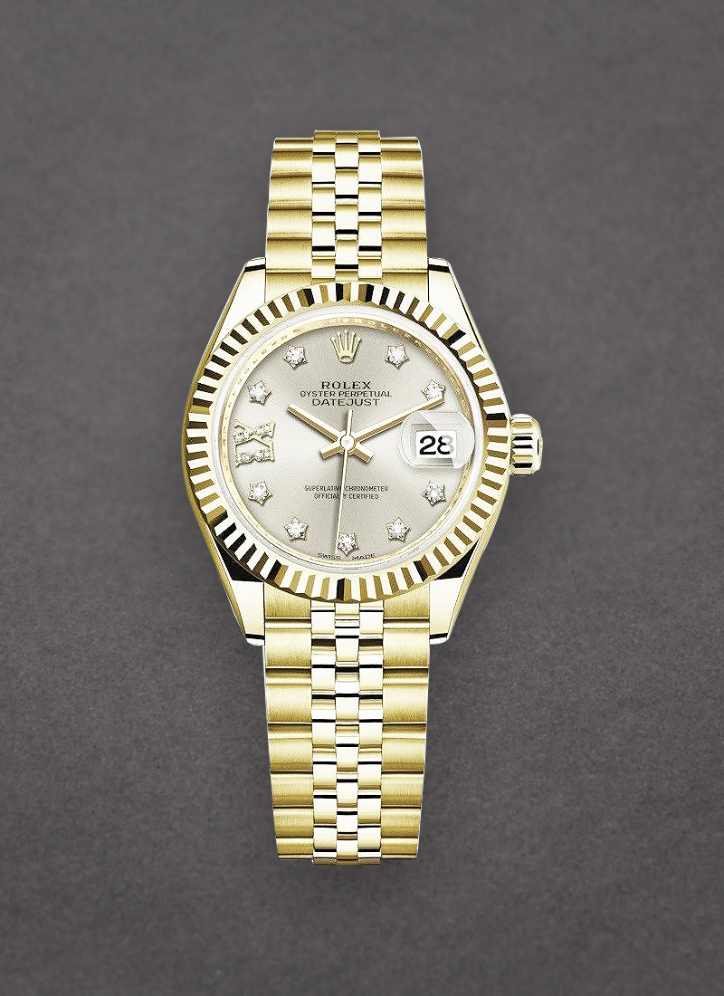 Rolex Unworn Datejust Ladies 28mm in Yellow Gold with Fluted Bezel