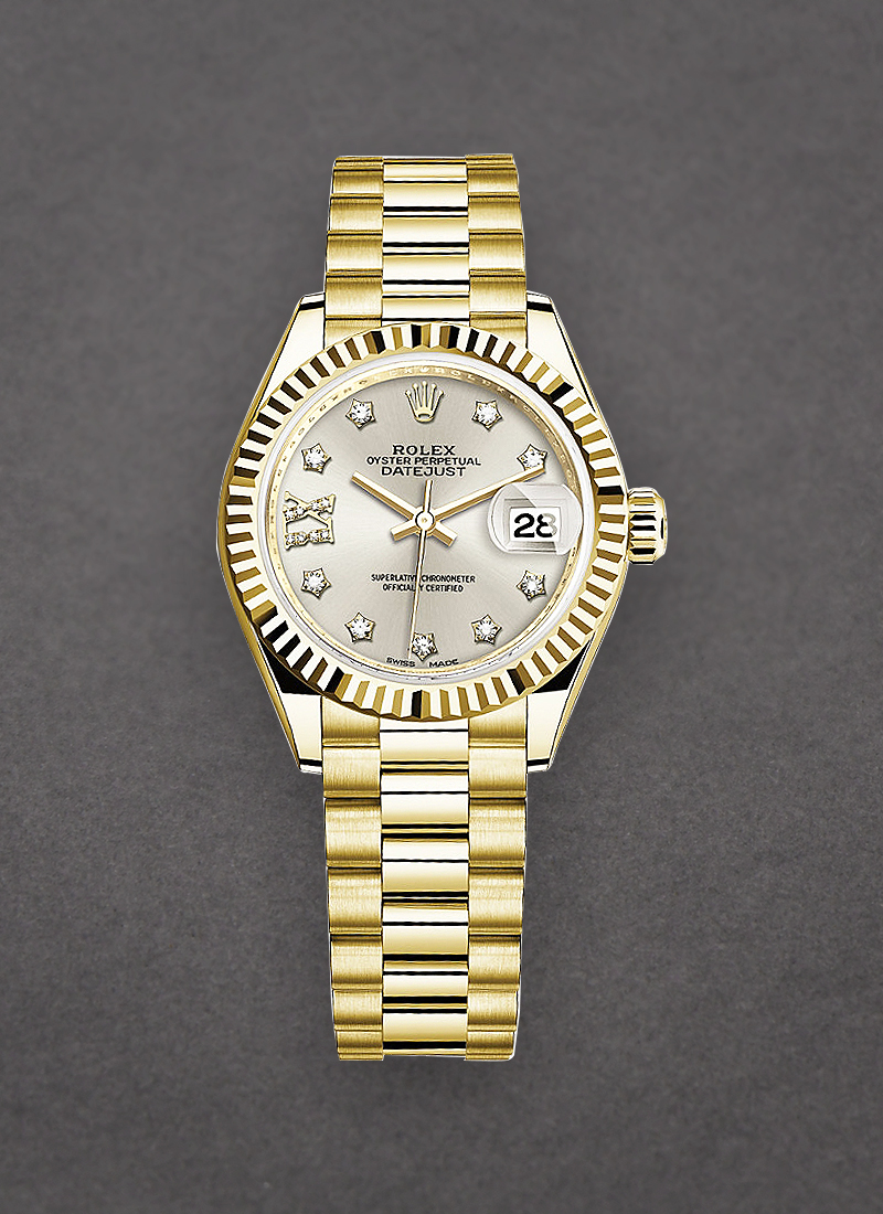 Rolex Unworn Ladies Datejust 28mm in Yellow Gold with Fluted Bezel