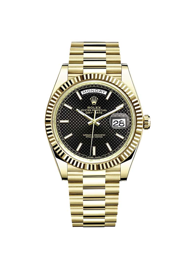 Rolex Unworn Day Date 40mm Automatic in Yellow Gold with Fluted Bezel