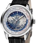 Geophysics Universal Time Automatic in Steel On Black Alligator Strap with Blue Lacquer Dial