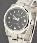 Mid Size - Oyster Perpetual - Steel - Domed Bezel on Oyster Bracelet - Black Arabic Dial with Pink Indices