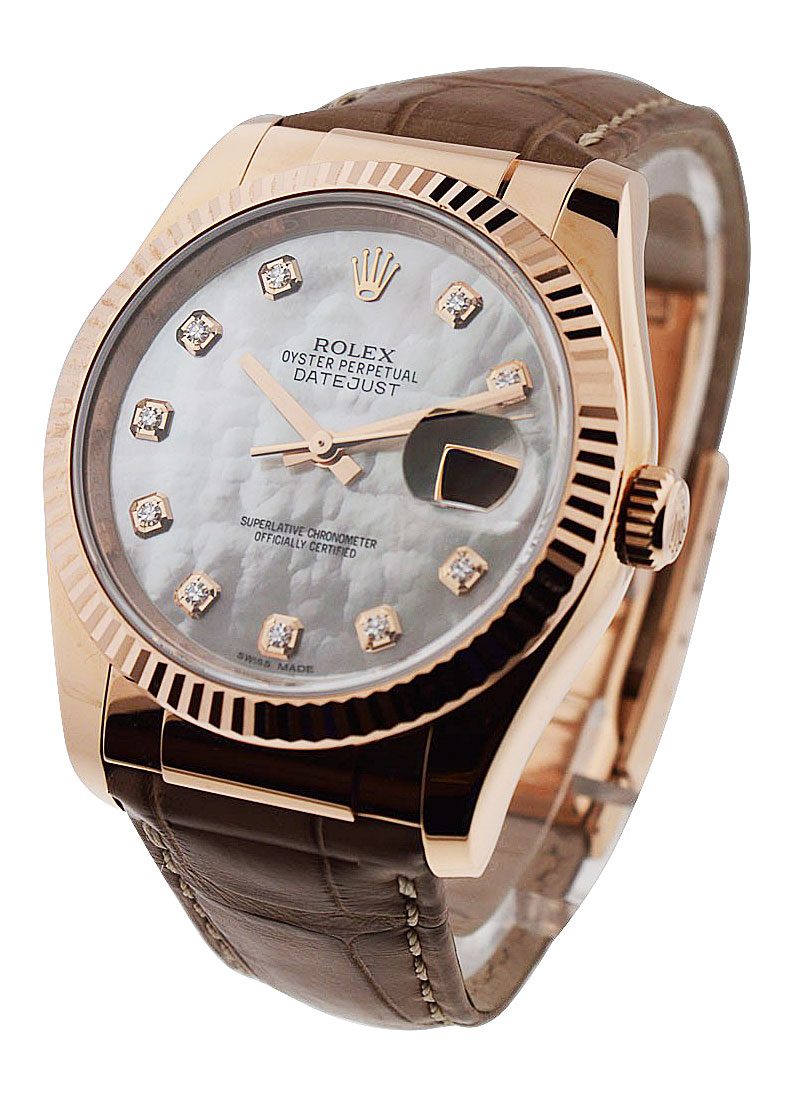 Sprællemand Natur mode 116135_MOP_DD Rolex Datejust 36mm Rose Gold on Strap | Essential Watches