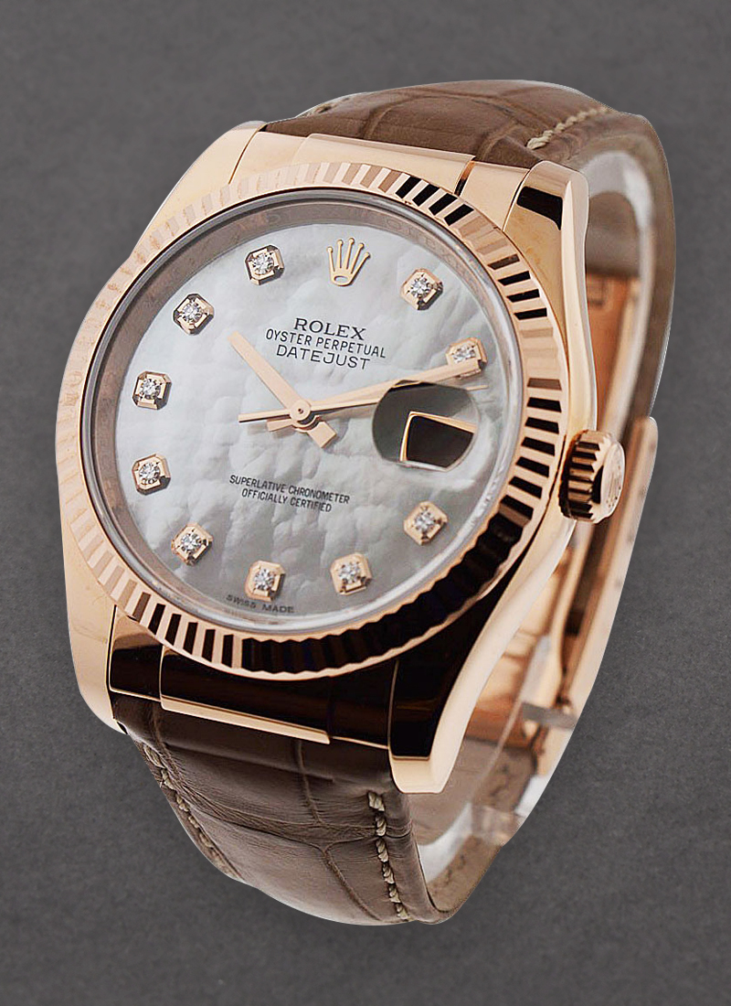 Rolex Unworn Datejust in Rose Gold with Fluted Bezel