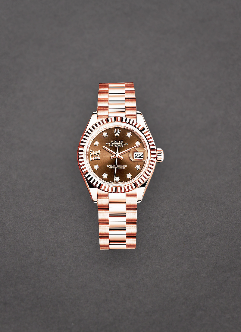 Rolex Unworn Datejust 28mm Automatic in Rose Gold with Fluted Bezel