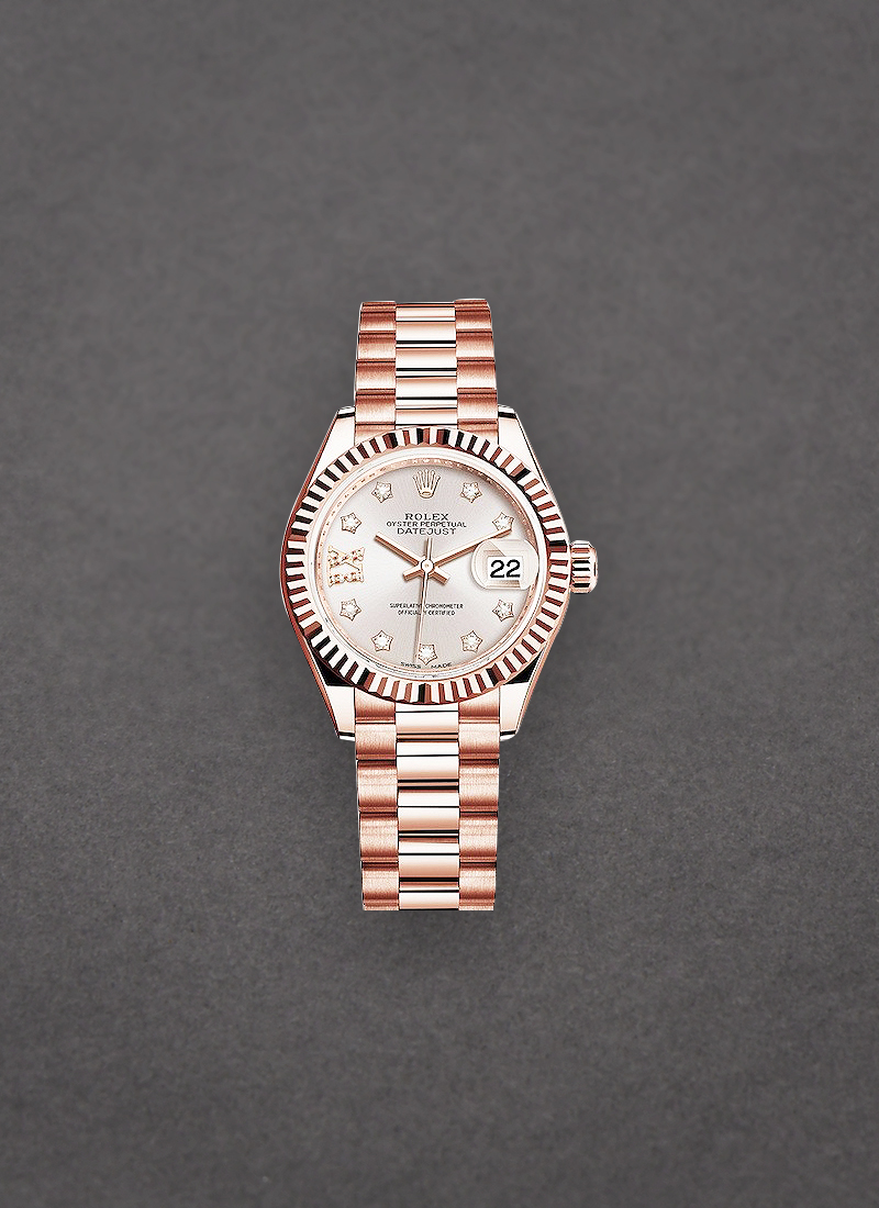 Rolex Unworn Ladies Datejust 28mm in Rose Gold with Fluted Bezel