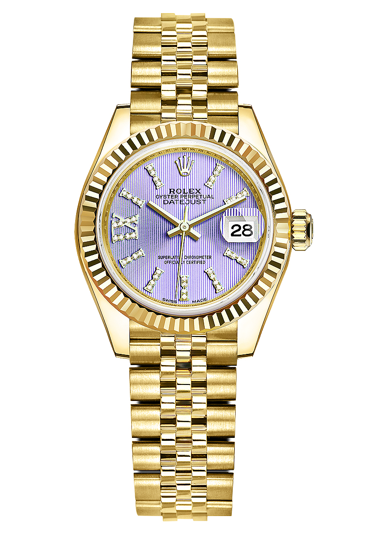 Rolex Unworn Datejust 28mm Automatic in Yellow Gold with Fluted Bezel
