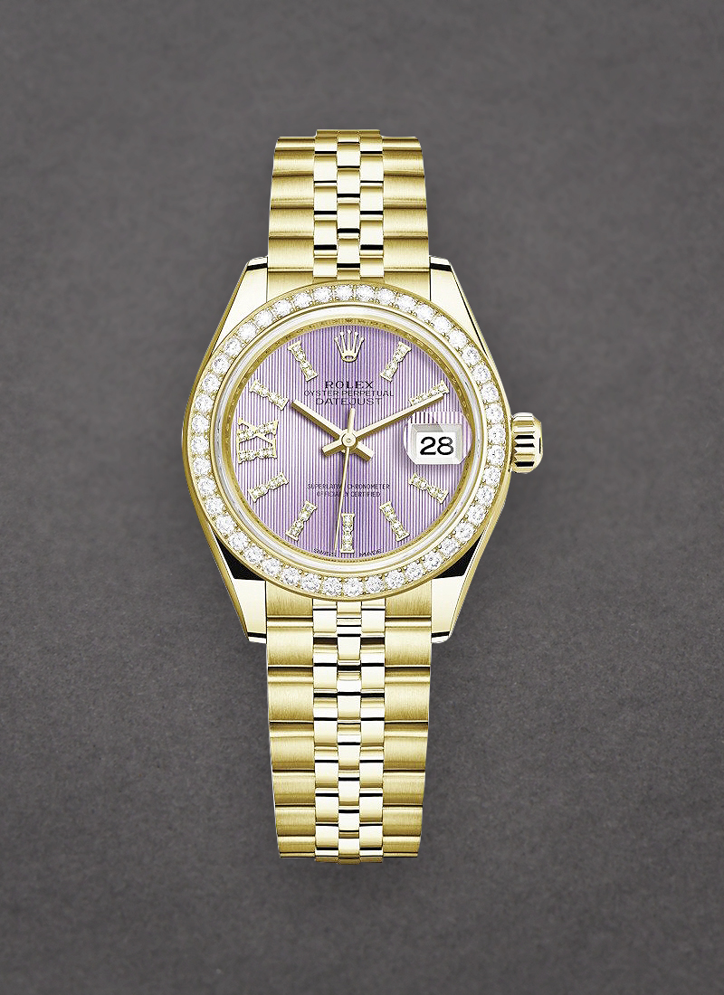 Rolex Unworn Datejust 28mm Automatic in Yellow Gold with Fluted Bezel