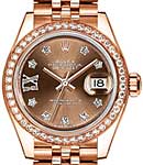 Datejust 28mm in Rose Gold with Diamond Bezel on Jubilee Bracelet with Chocolate Star Diamond Dial