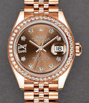 Datejust 28mm in Rose Gold with Diamond Bezel on Jubilee Bracelet with Chocolate Star Diamond Dial