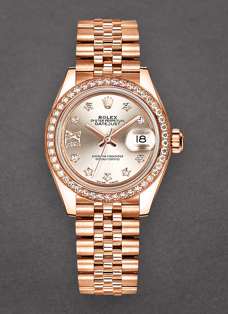 Rolex Unworn Datejust 28mm in Rose Gold with Diamond Bezel