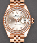 Datejust 28mm in Rose Gold with Diamond Bezel on Jubilee Bracelet with Sundust Star Diamond Dial