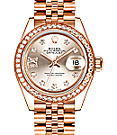 Datejust 28mm in Rose Gold with Diamond Bezel on Jubilee Bracelet with Sundust Star Diamond Dial