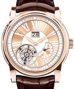 Hommage Flying Tourbillon Power Reserve in Rose Gold On Brown Alligator Strap with White Dial - Limited Edition of 208 pcs