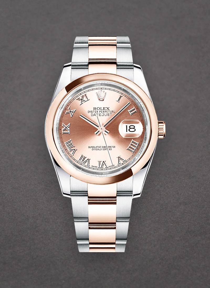 Rolex Unworn Datejust 36mm in Steel with Rose Gold Domed Bezel