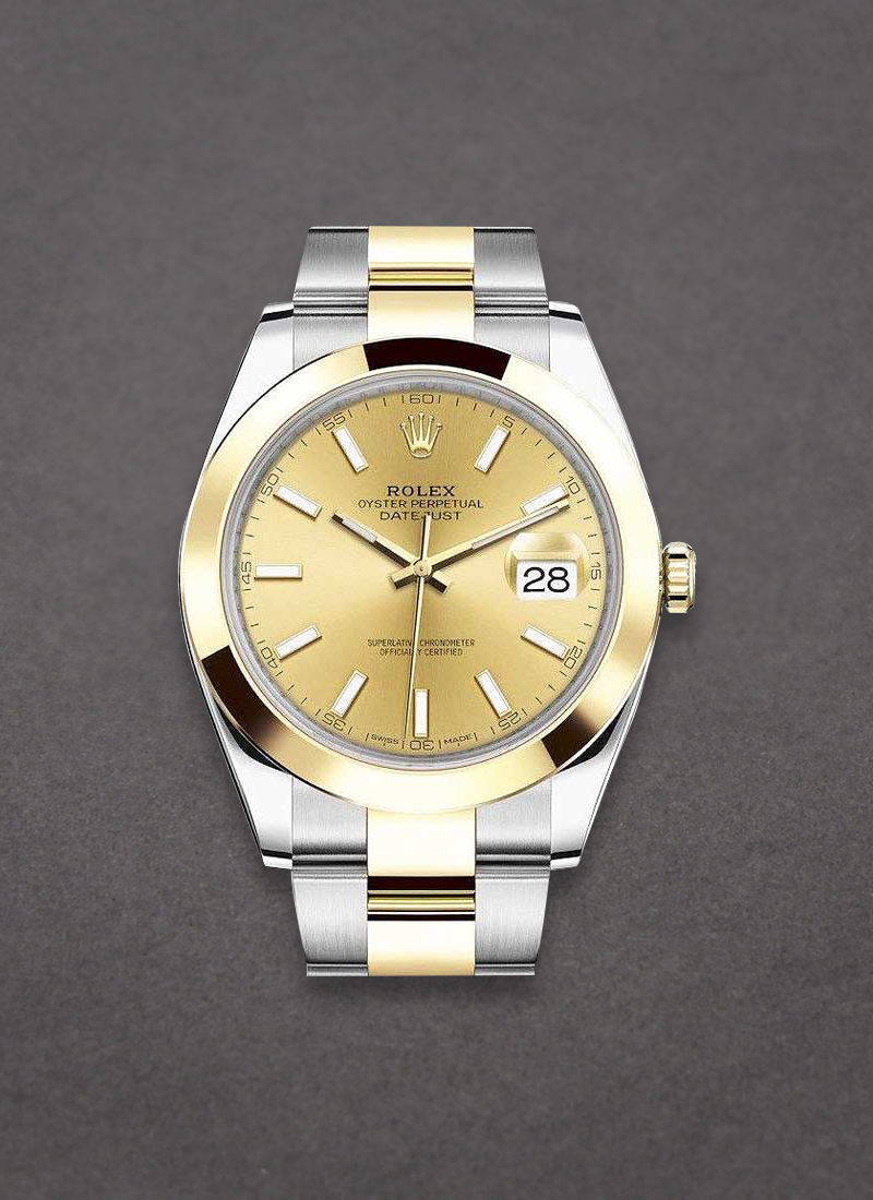 Rolex Unworn Datejust 41mm in Steel with Yellow Gold Smooth Bezel