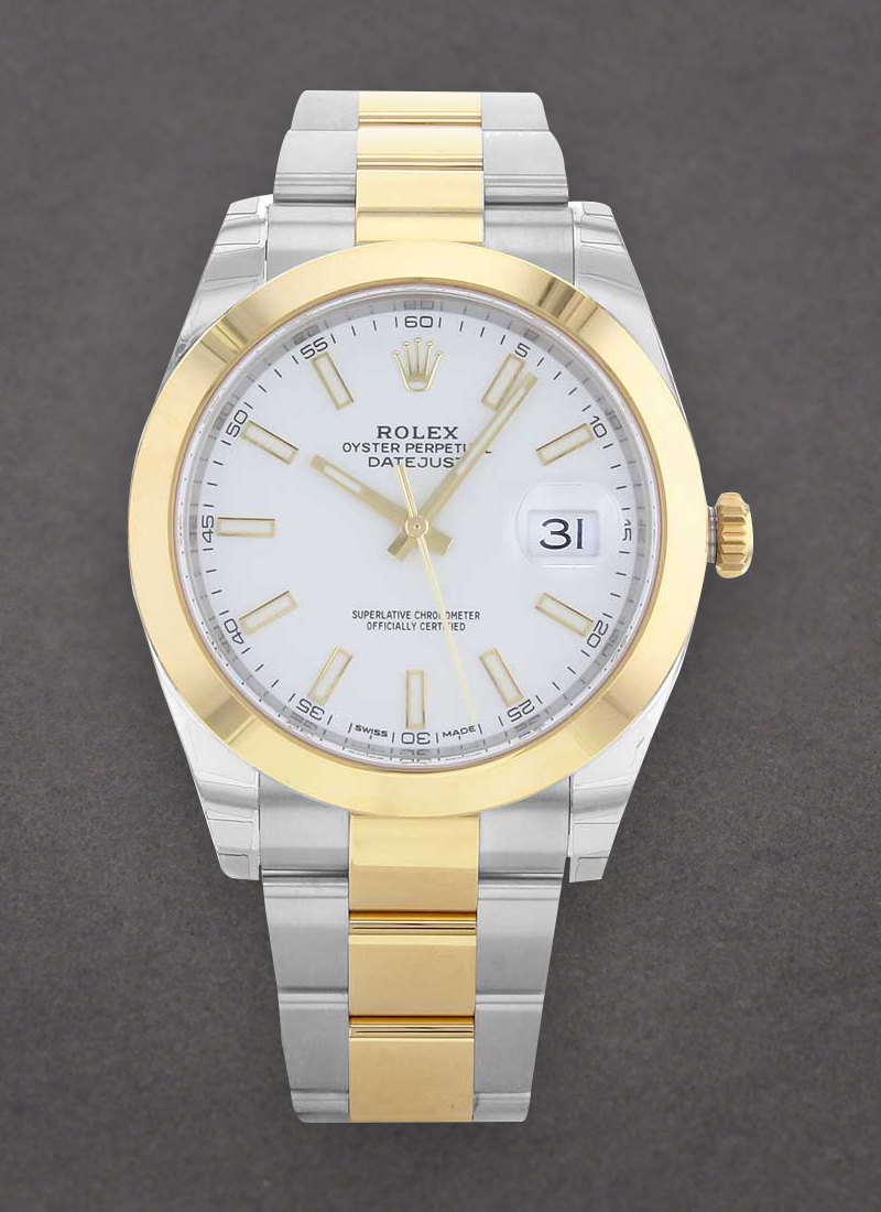 Rolex Unworn Datejust 41mm in Steel with Yellow Gold Smooth Bezel