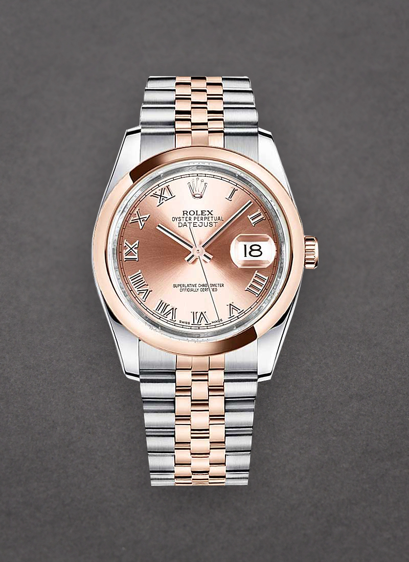 Rolex Unworn Datejust 36mm in Steel with Rose Gold Domed Bezel