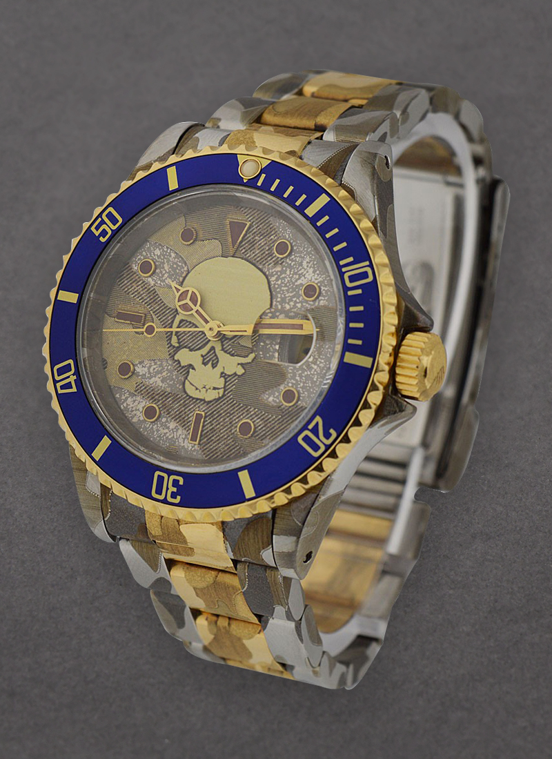 16613 used skull camouflage holedlugs Rolex Submariner 2 Tone Essential Watches