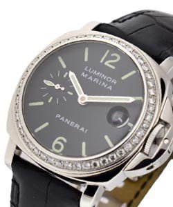 PAM 71 - Marina with original Diamond Bezel in Steel on Black Leather Strap with Black Dial - only 60pcs produced