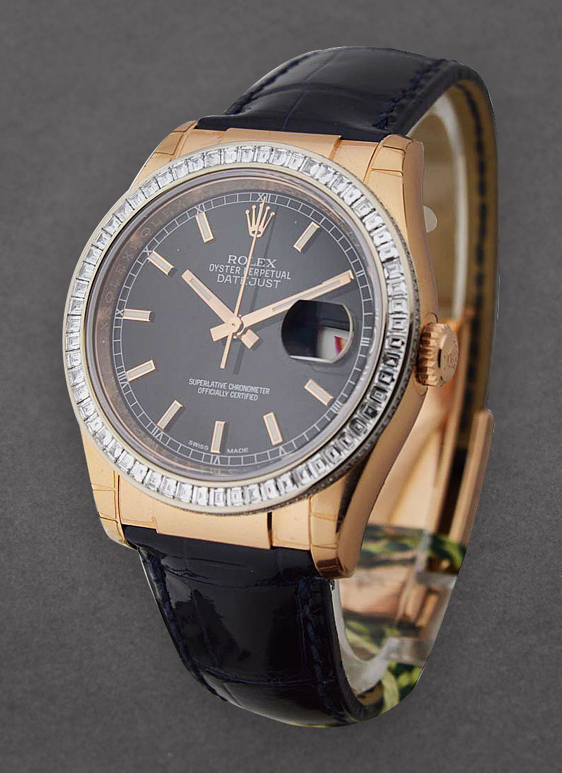 Rolex Unworn Datejust in Rose Gold with Diamond Bezel