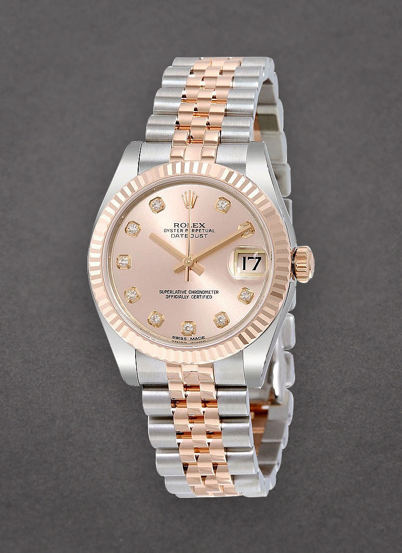 Rolex Unworn Datejust 31mm in Steel with Rose Gold Fluted Bezel