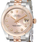 Datejust 31mm in Steel with Rose Gold Fluted Bezel on Jubilee Bracelet with Pink Diamond Dial