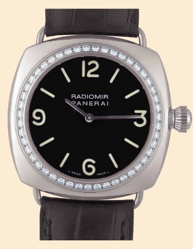 PAM 68 - Radiomir with Diamond Bezel White Gold - Diamond Bezel on Strap with Black Dial