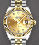 2-Tone Datejust 31mm Mid Size on Oyster Bracelet with Champagne Diamond Dial