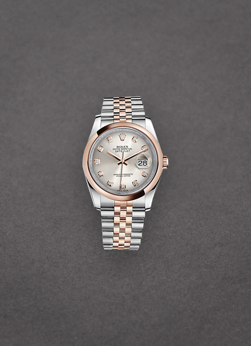 Rolex Unworn Datejust 36m in Steel with Rose Gold Domed Bezel