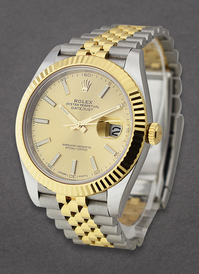 Pre-Owned Rolex Datejust 41mm in Steel with Yellow Gold Fluted Bezel