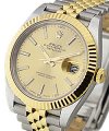 Datejust 41mm in Steel with Yellow Gold Fluted Bezel on Jubilee Bracelet with Champagne Stick Dial