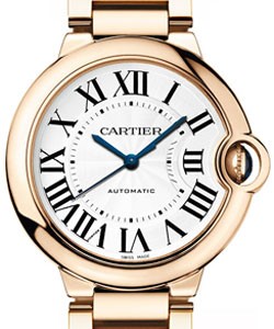 Ballon Bleu Ladies 36mm Automatic in Rose Gold On Rose Gold Bracelet with Silvered Guilloche Opaline Roman Dial