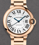 Ballon Bleu Ladies 36mm Automatic in Rose Gold On Rose Gold Bracelet with Silvered Guilloche Opaline Roman Dial