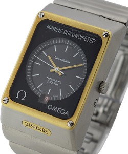 Marine Chronometer f 2.4 Mhz Megaquartz Steel on Bracelet with Yellow Gold Bezel