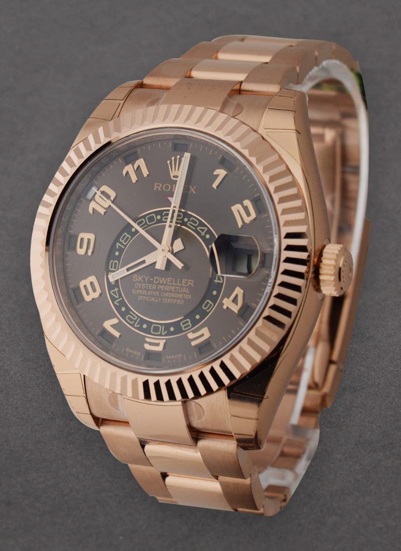 Pre-Owned Rolex Sky Dweller in Rose Gold with Fluted Bezel