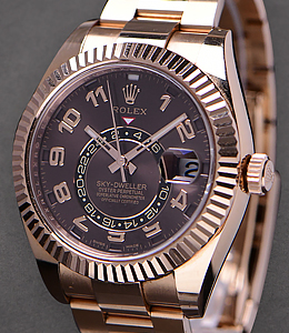 Sky-Dweller in Rose Gold on Bracelet with Chocolate Arabic Dial