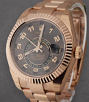 Sky Dweller in Rose Gold with Fluted Bezel on Oyster Bracelet with Chocolate Sunray Dial