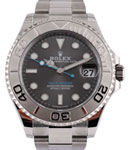 Yacht-Master 37mm in Steel with Platinum Bezel  On Steel Oyster Bracelet with Rhodium Dial