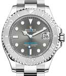 Yacht-Master 37mm in Steel with Platinum Bezel On Steel Oyster Bracelet with Rhodium Dial