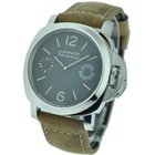 PAM 590 - Luminor Marina 8 Days Acciaio Giorni Brevettato in Steel on Brown Leather Strap with Black Dial