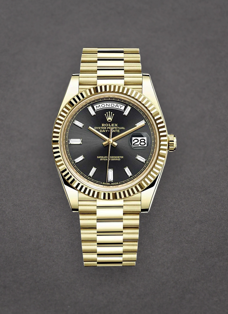 Rolex Unworn Day-Date President 40mm in Yellow Gold with Fluted Bezel