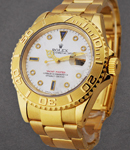 Yacht-master Large Size 40mm in Yellow Gold on Oyster Bracelet with White MOP Diamond Dial