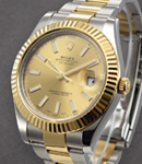 2-Tone Datejust II 41mm Ref 116333 with Fluted Bezel Oyster Bracelet with Champagne Stick Dial