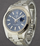 Datejust II 41mm in Steel with Fluted Bezel on Oyster Bracelet with Blue Stick Dial