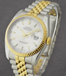 Datejust 36mm in Steel with Yellow Gold Fluted Bezel on Jubilee Bracelet with Silver Luminous Stick Dial