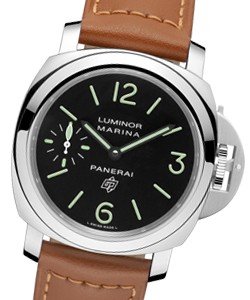 PAM 1005 - Luminor Marina Logo Acciaio in Steel On Brown Calf Leather Strap with Black Dial